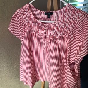 J Crew  3x Sumer cropped red striped 100% cotton top